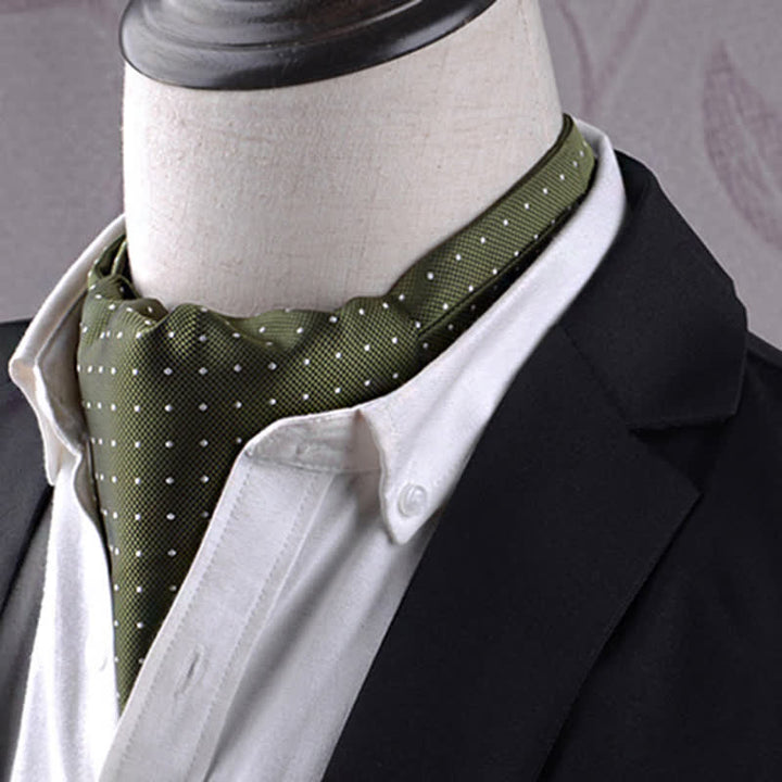 OliveDrab White Polka Dots Pattern Cravat - OliveDrab - image 0