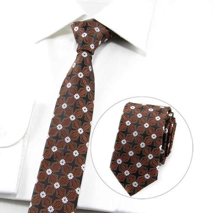 Men's Flower Embroidered Geometric Necktie - image 9