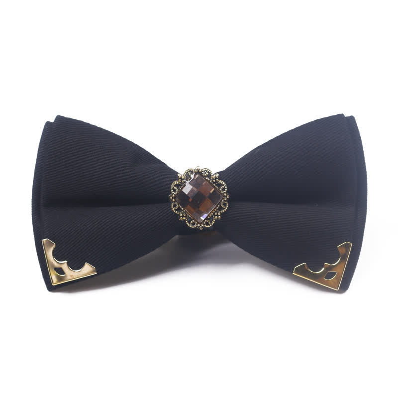 Men's Gem Golden Edge Cotton Bow Tie - Black - image 5