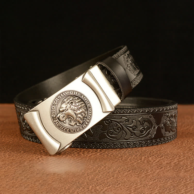 Men's Punk Lion Head Leather Belt - image 16