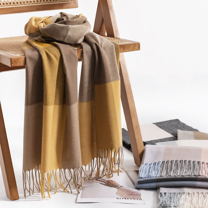 Women's Warmth Shawl Plaid Tassel Scarf - image 0