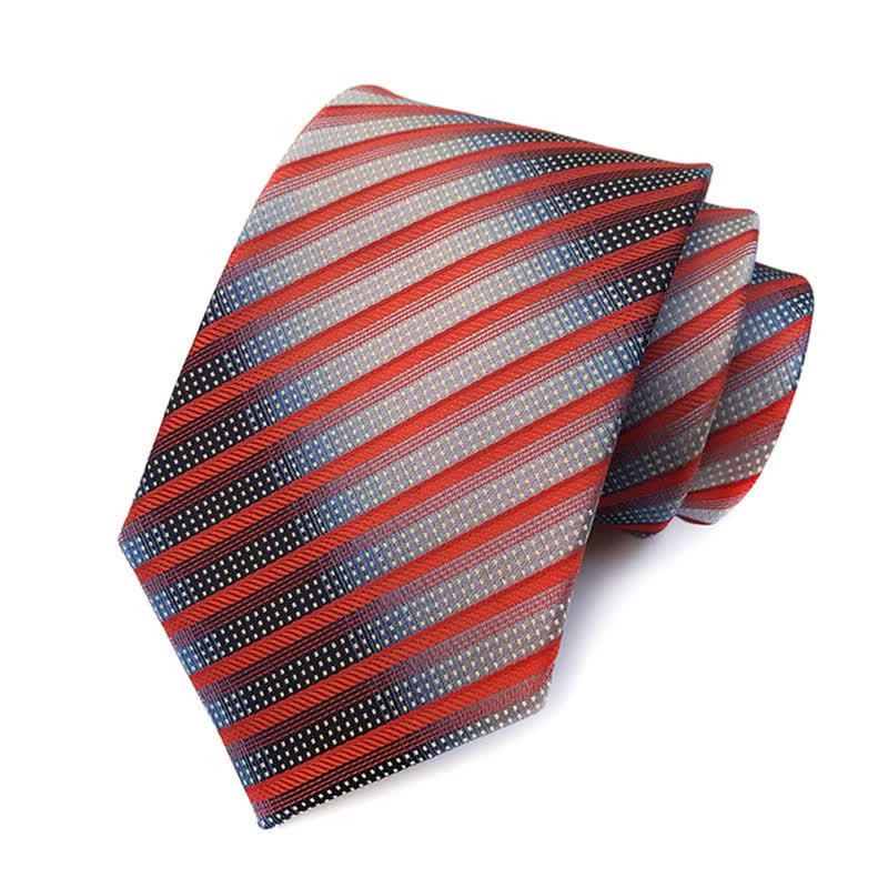 3Pcs Men's Modern Orange & Gray Striped Necktie Set - image 1