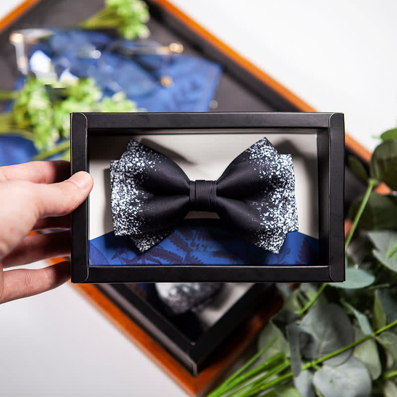 Men's Black White Resplendent Night Sky Bow Tie - image 2