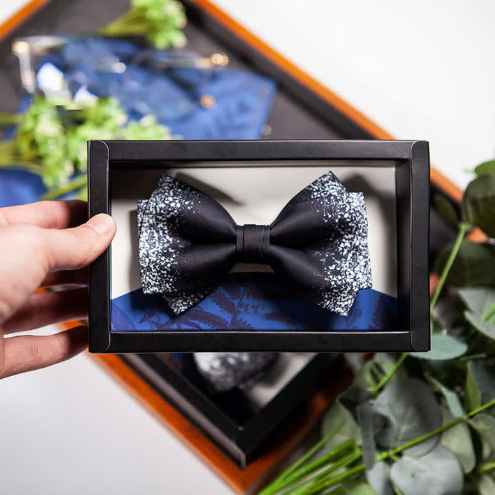 Men's Black White Resplendent Night Sky Bow Tie - image 2
