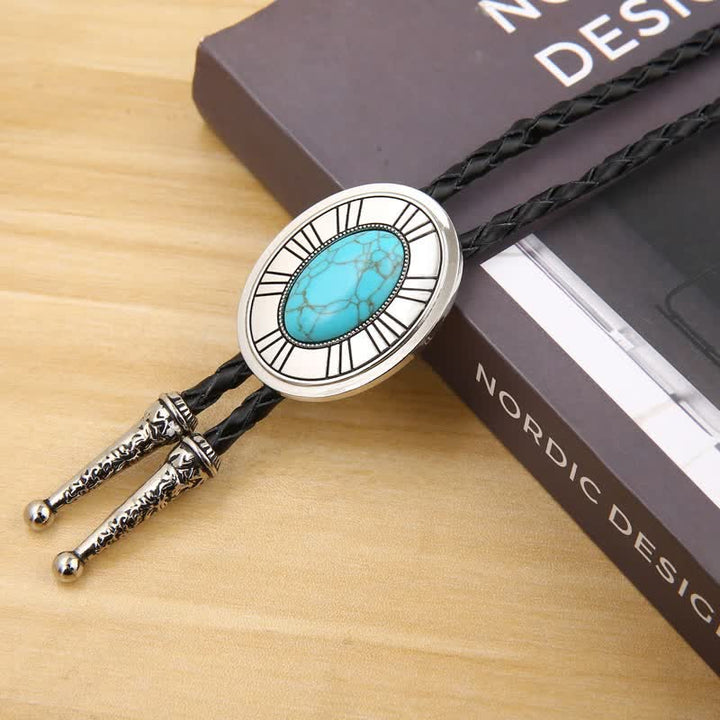 Oval Natural Agate Stone Medallion Bolo Tie - image 2