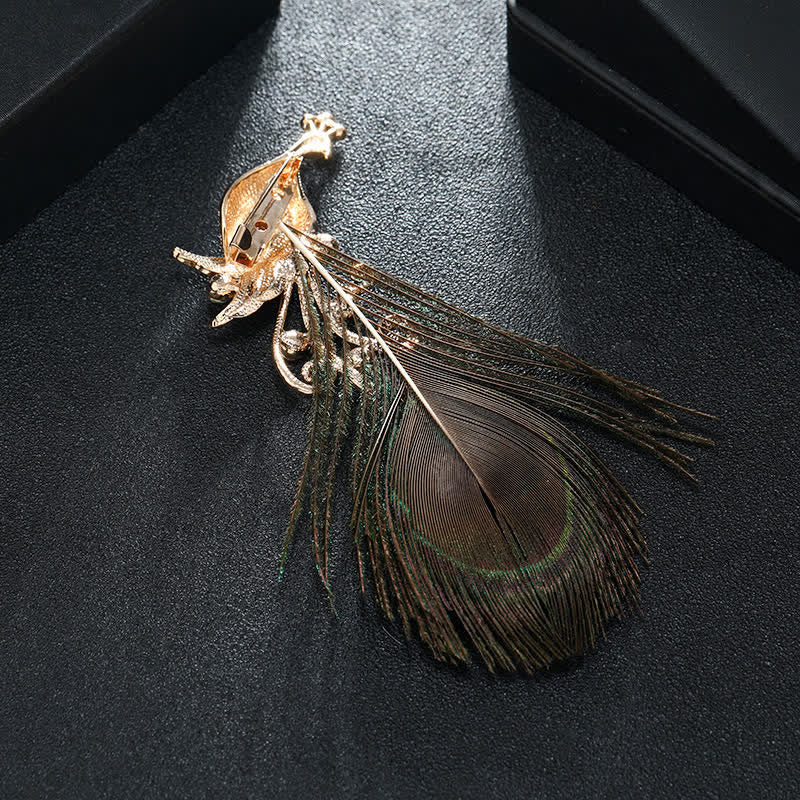 Women's Ethnic Colorful Peacock Feather Brooch - image 5