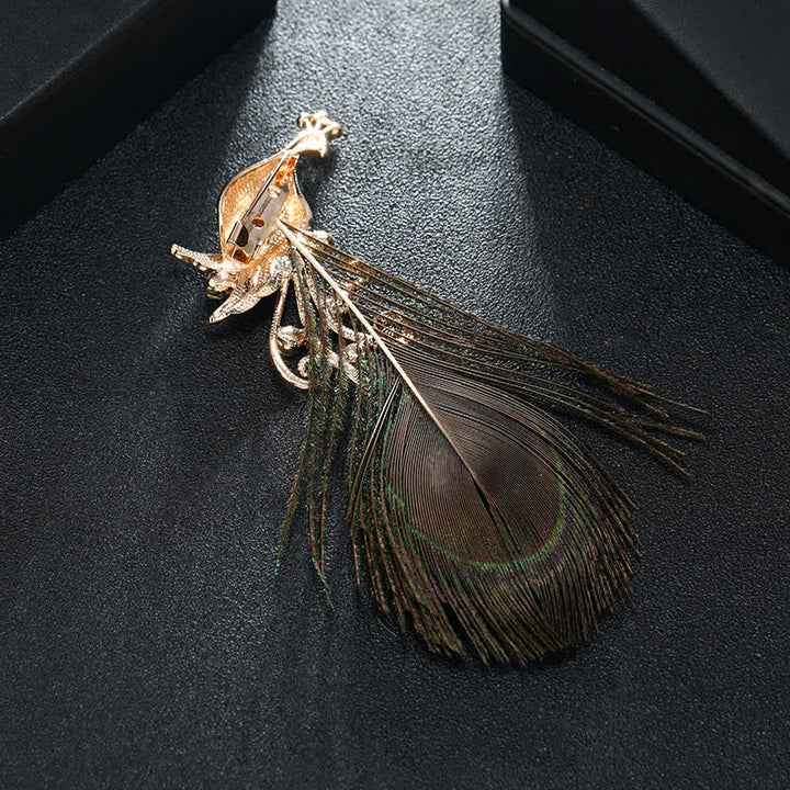 Women's Ethnic Colorful Peacock Feather Brooch - image 5