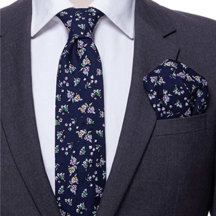 2Pcs Men's Literary Art Floral Necktie Set - image 0