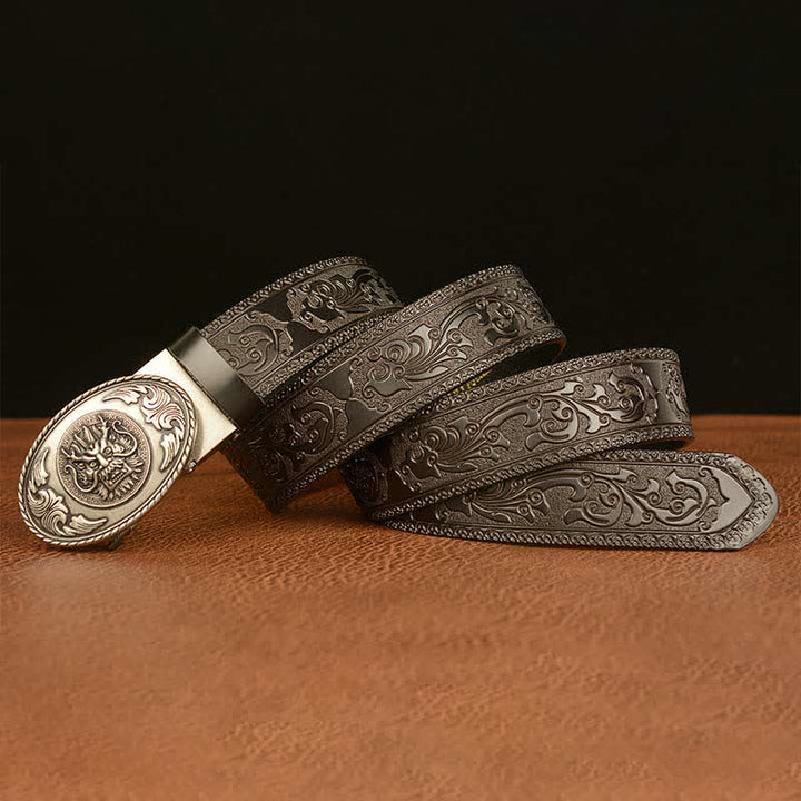 Men's Dragon Elliptical Buckle Leather Belt - image 18