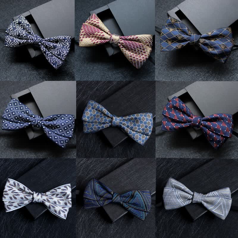 Men's Abstract Pattern Double Layers Bow Tie - image 1