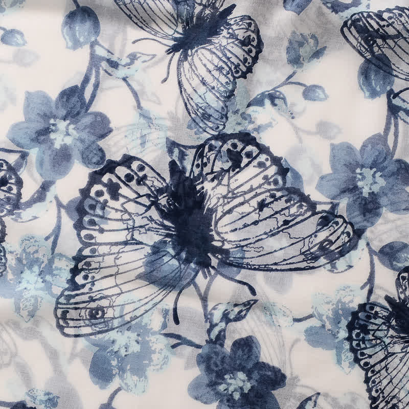 Women's Thin Lovely Butterfly Floral Tassel Scarf - image 3