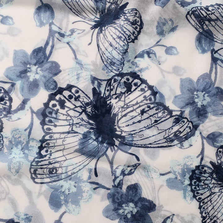 Women's Thin Lovely Butterfly Floral Tassel Scarf - image 3