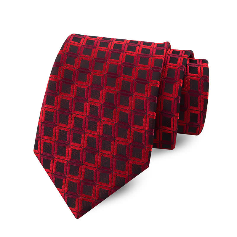 Burgundy Men's Noble Geometry Necktie - Burgundy - image 0