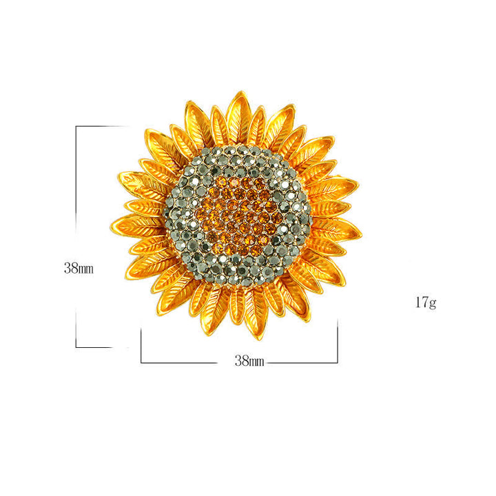 Women's Yellow Sunflower Rhinestone Brooch - image 4