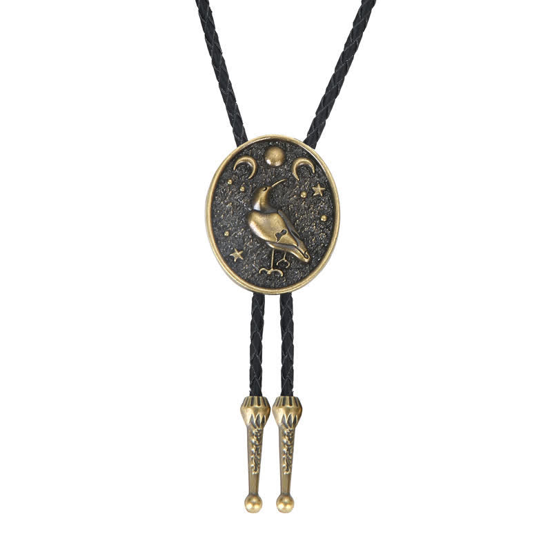 Simple Stars Moon Trendy Bird Bolo Tie - Antique Gold - image 0
