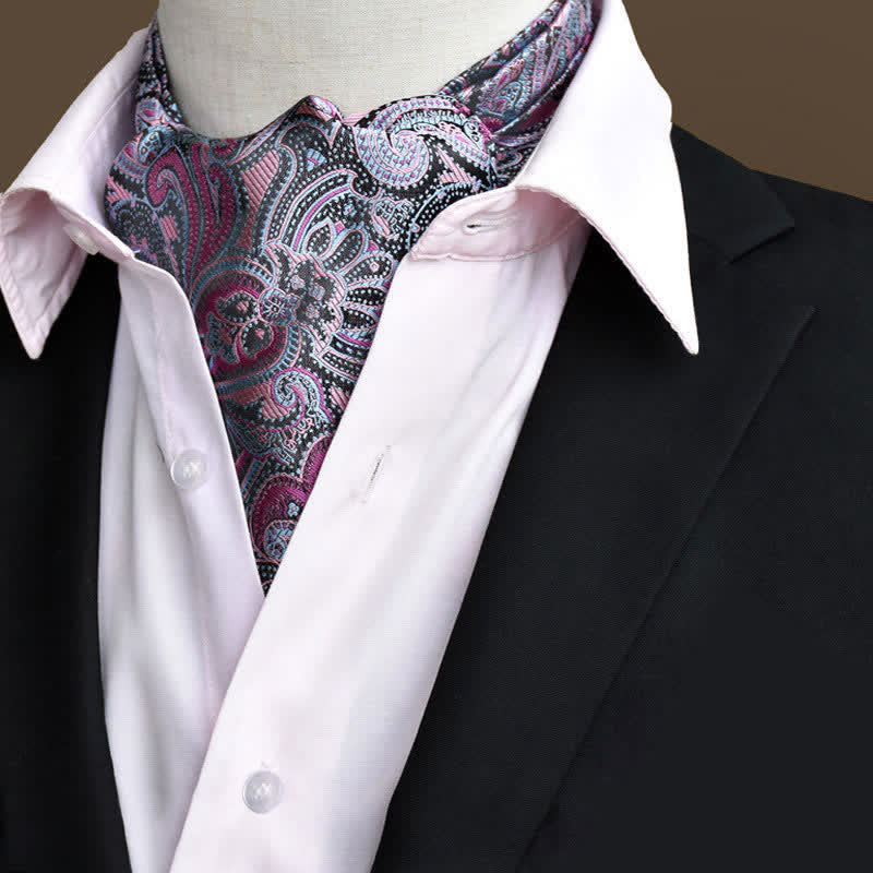 DarkMagenta Leisure Prom Gents Floral Ascot Paisley Cravat - DarkMagenta - image 0