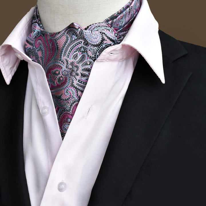 DarkMagenta Leisure Prom Gents Floral Ascot Paisley Cravat - DarkMagenta - image 0