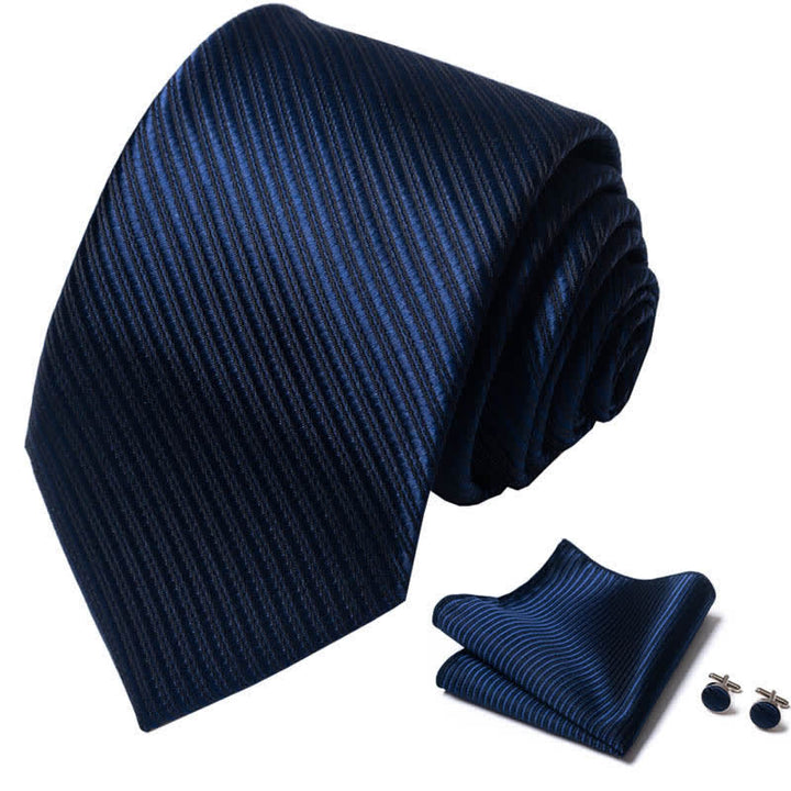 3Pcs Navy Men's Twill Solid Color Necktie Set - image 1