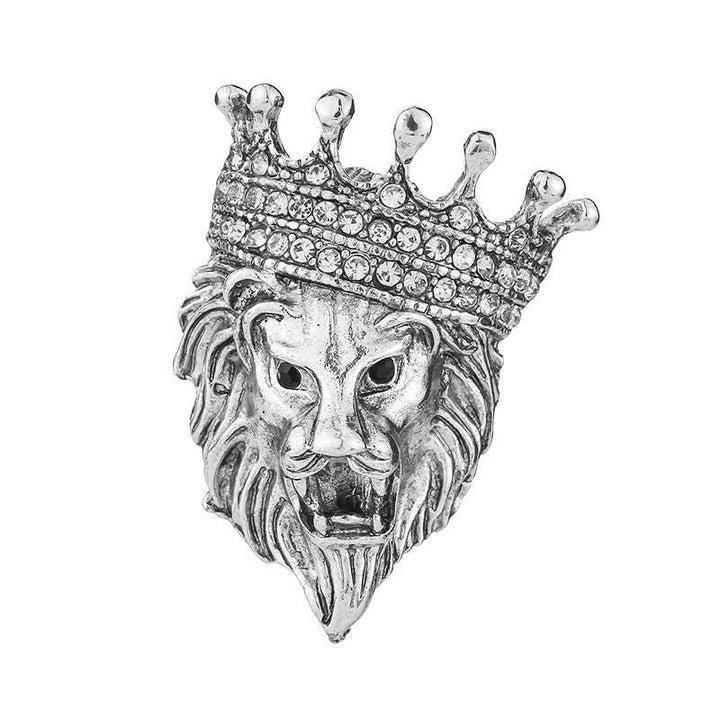 Men's Lordly King Lion Brooch - Silver - image 7