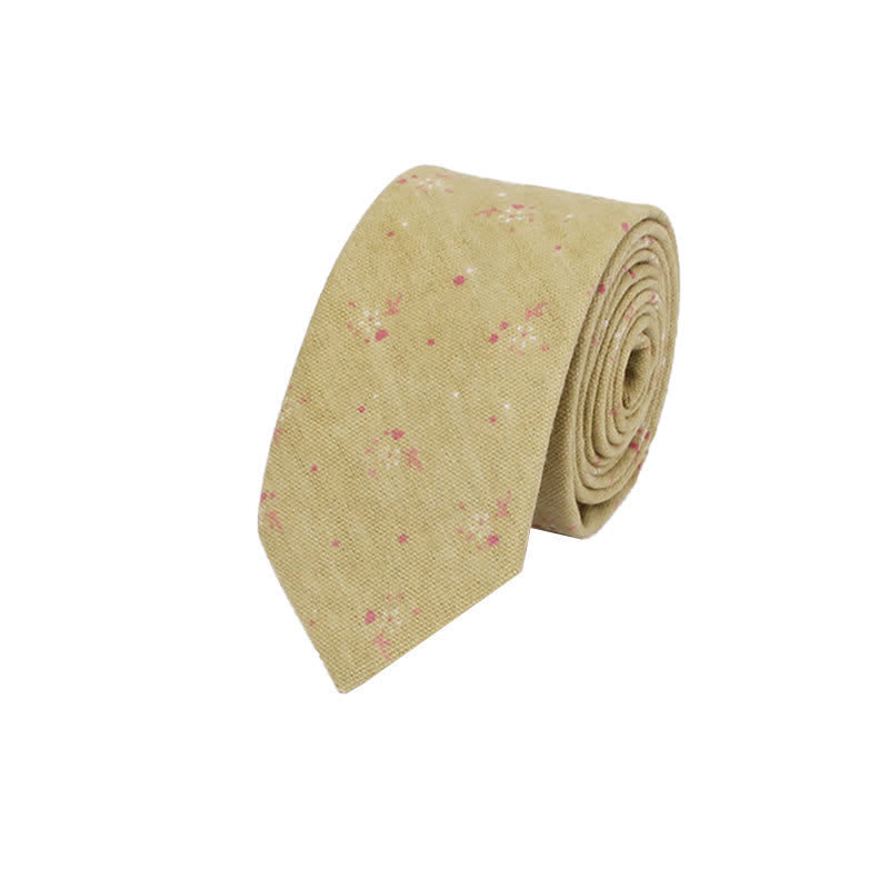 Men's Elegant Floral Skinny Necktie - Olive - image 9