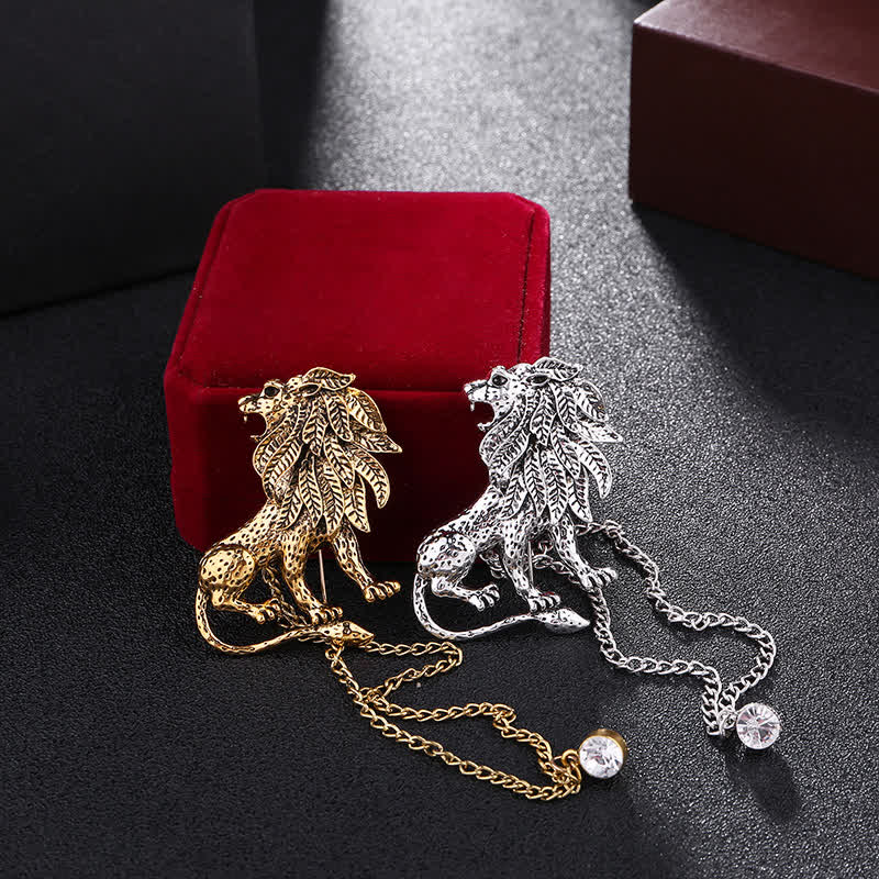 Men's Domineering Lion Chain Brooch - image 1