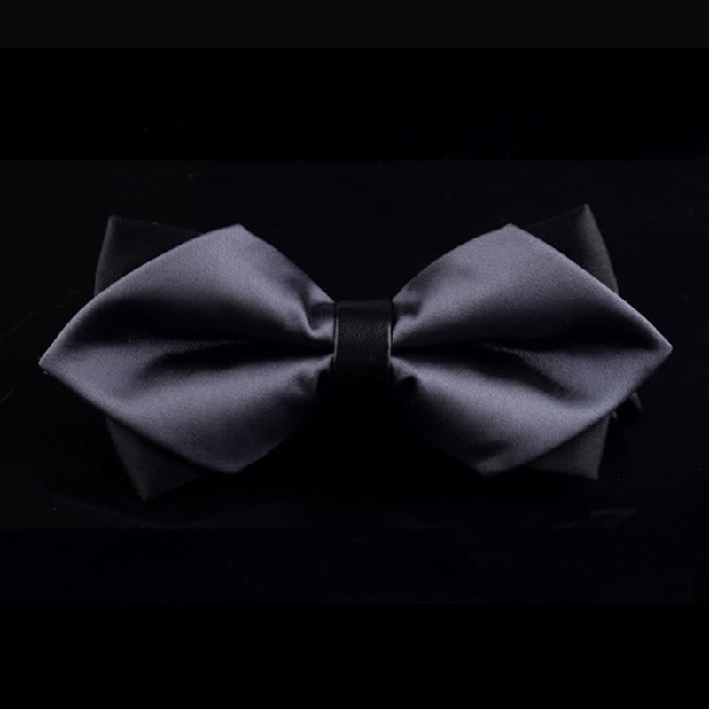 Men's Dark Gray Double-layer Pointy Bow Tie - Dark Gray - image 0