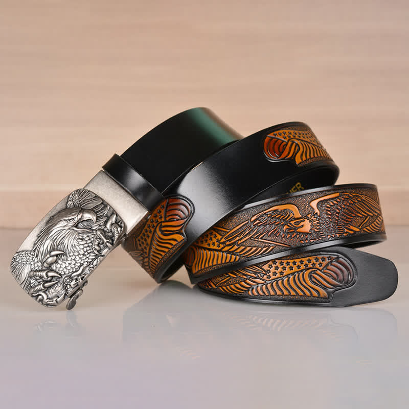 Men's Mighty Eagle Sharp Claw Automatic Buckle Leather Belt - image 1