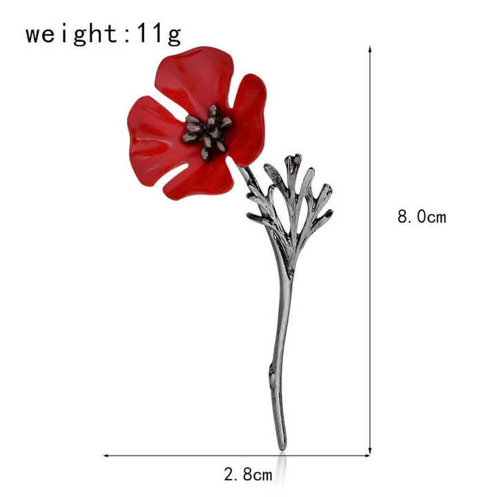 Women's Classy Red Poppy Flower Brooch - image 4