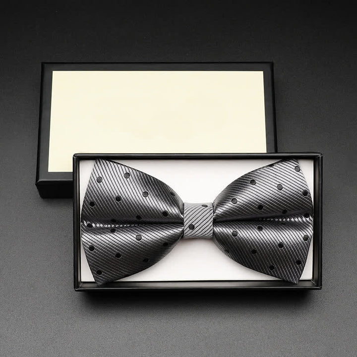 Men's Classic Gray Polka Dots Bow Tie - image 2