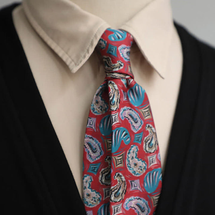Men's Pink & Blue Paisley Prints Necktie - Pink - image 0