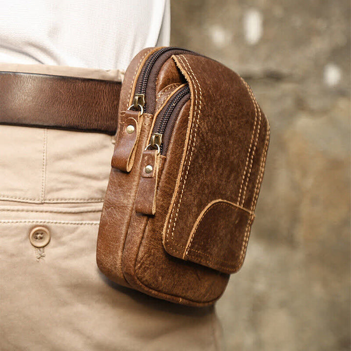 Travel Zipper Magnetic Snap Nubuck Leather Belt Bag - image 11