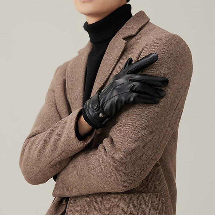 Men's Touch Screen Waterproof PU Leather Gloves - image 6