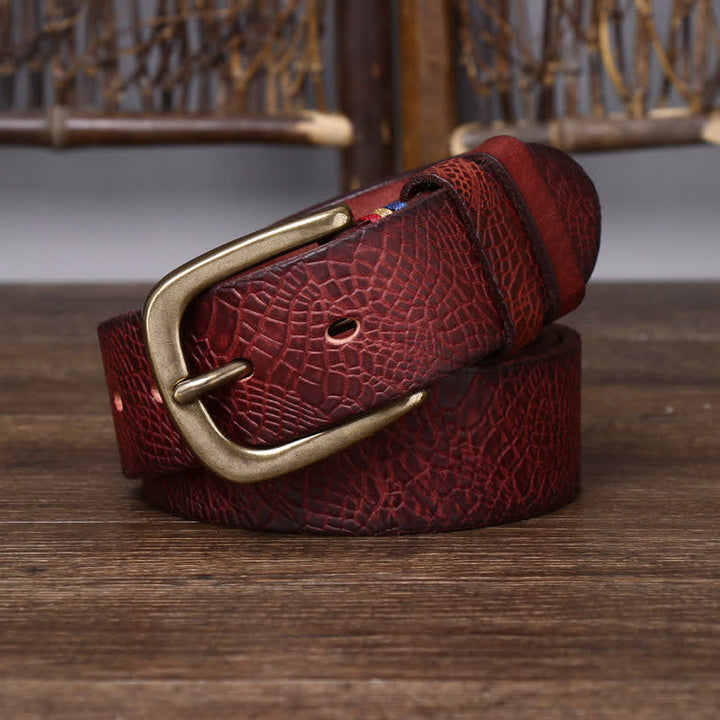 Men's Serpentine Snakeskin Grain Leather Belt - image 8