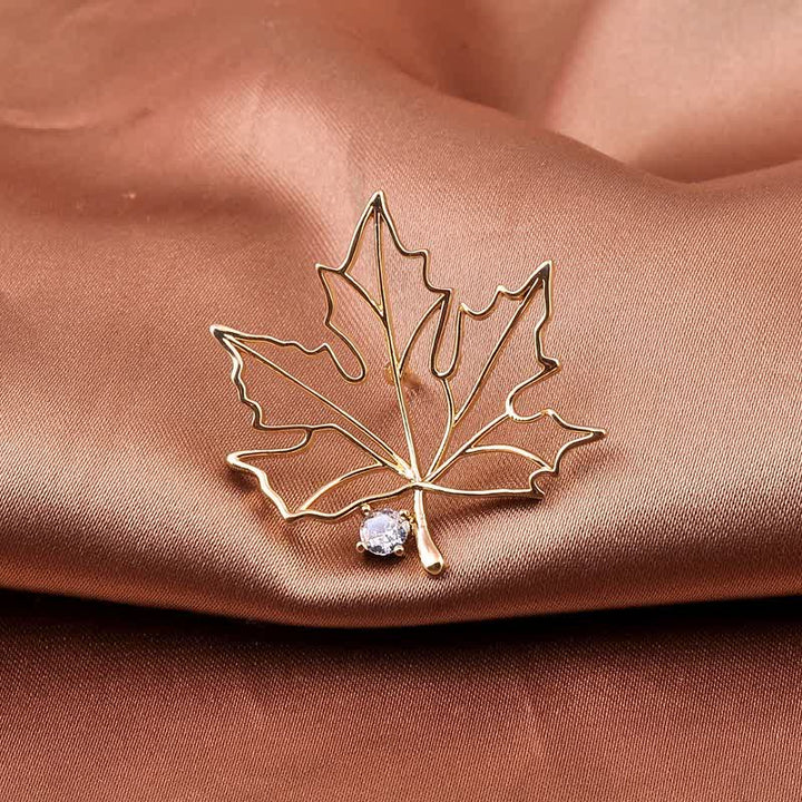 Women's Autumn Gold Maple Leaf Brooch - Hollow - image 6