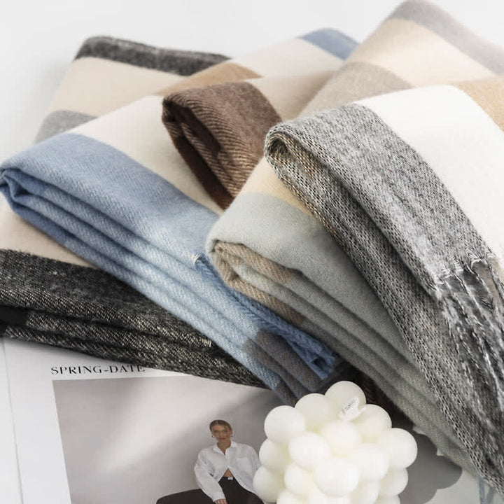 Women's Classy Plaid Imitation Cashmere Scarf - image 5