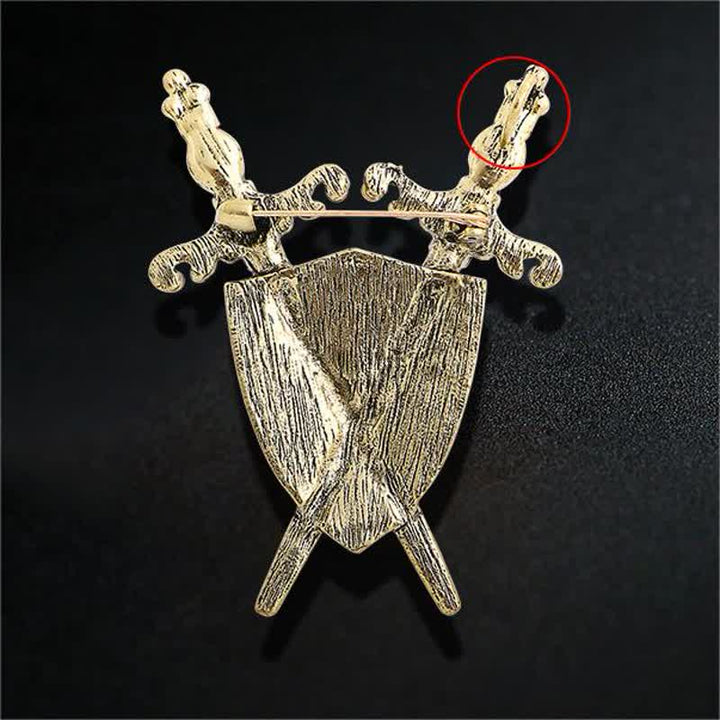Men's Warrior Sword And Shield Brooch - image 3