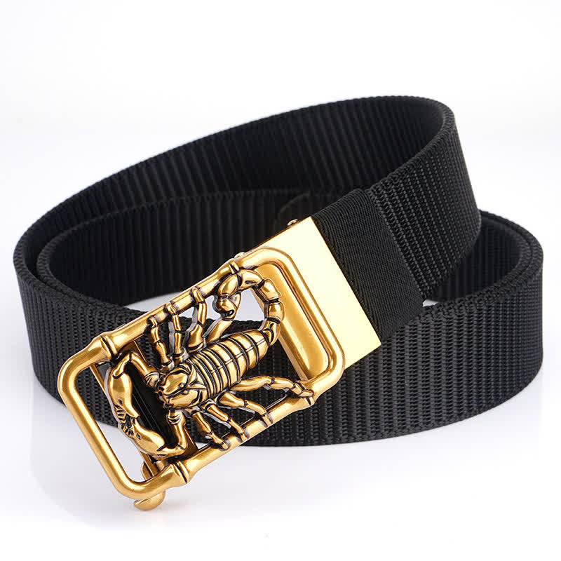 Men's King Scorpion Simple Nylon Belt - Black / Gold - 48" - image 9