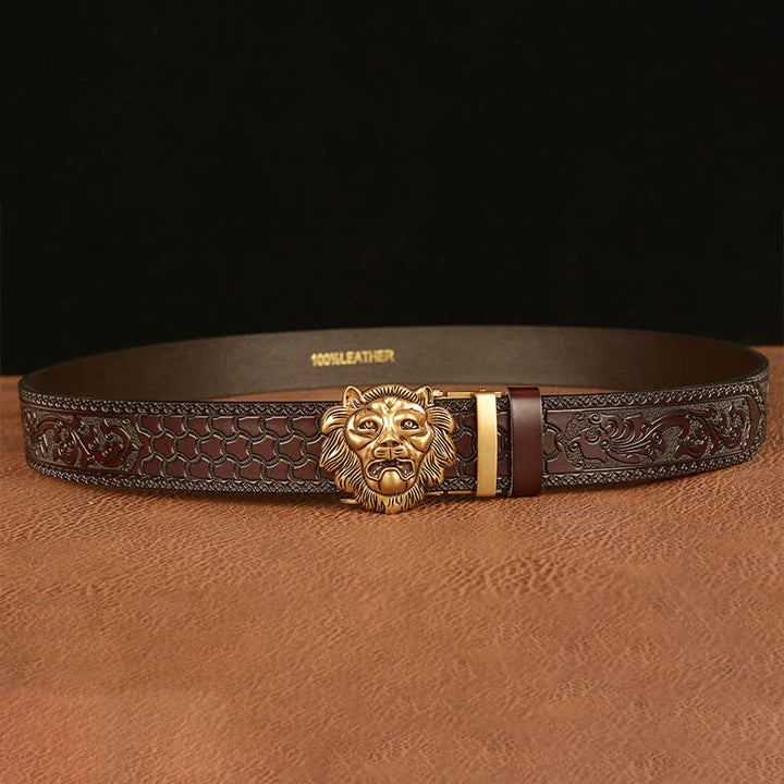 Men's 3D Sculpture Lion Head Leather Belt - image 3
