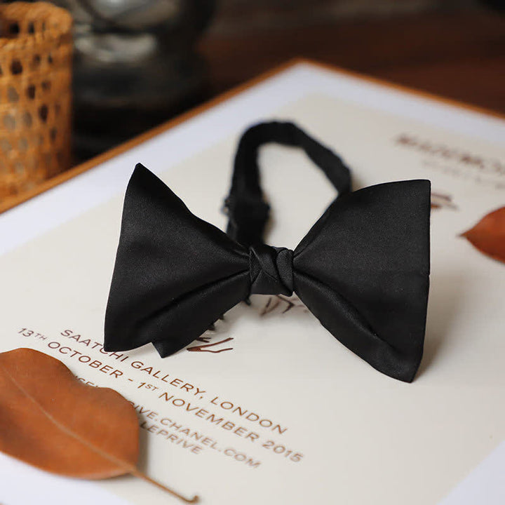 Men's Century Retro Double Layers Bow Tie - Black - image 4