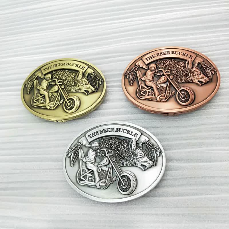 Men's DIY Motorcycle Creative Beer Holder Buckle Leather Belt - image 4