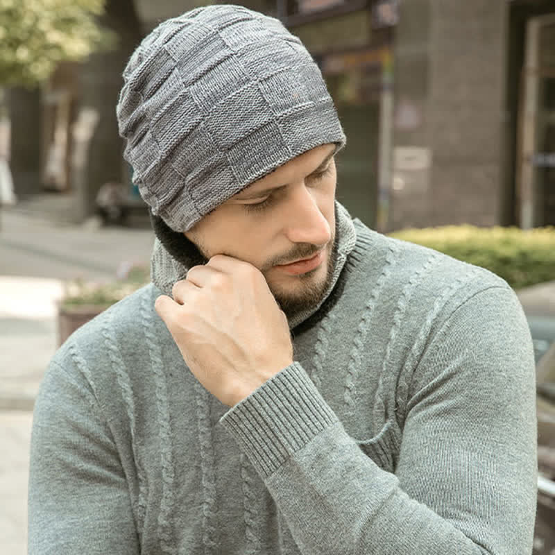 Winter Plaid Knit Beanie Hat Scarf Set - image 6