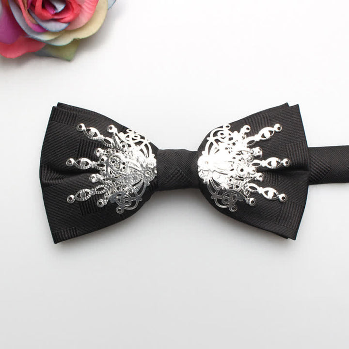 Men's Mosaic Bling Sunburst Bow Tie - Black & Silver - image 3