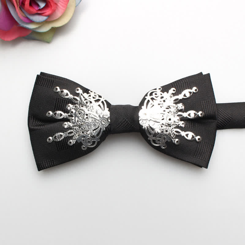Men's Mosaic Bling Sunburst Bow Tie - Black & Silver - image 3
