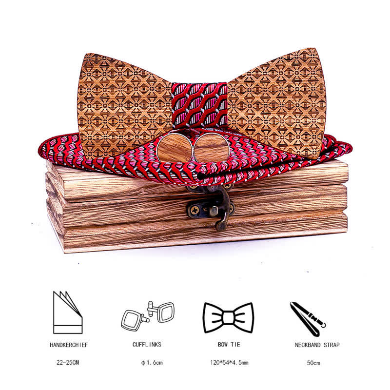 3Pcs Men's Christmas Snowflakes Wooden Bow Tie Set - image 1