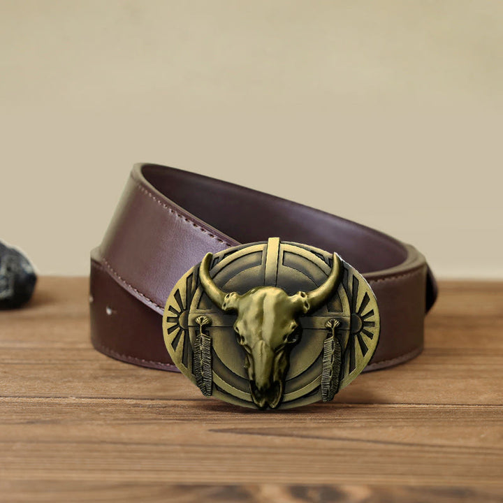Men's DIY Buckle Leather Belt - Bronze - Brown PU Belt (40) - image 11