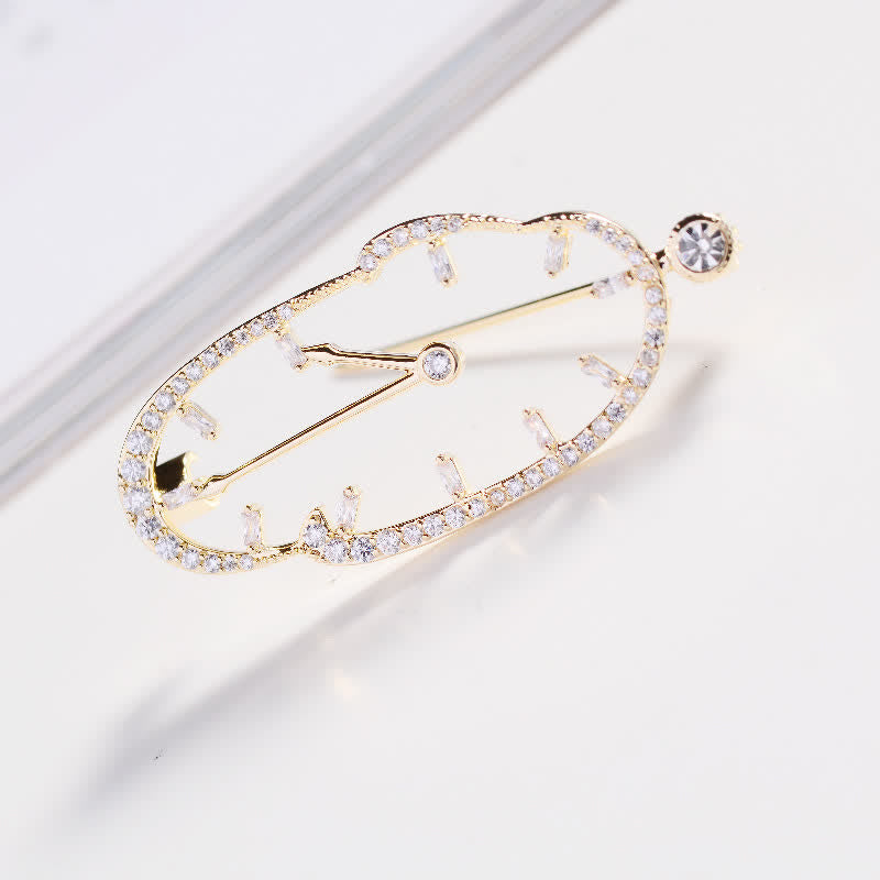 Unisex Reversed Time Abstract Clock Brooch - image 3