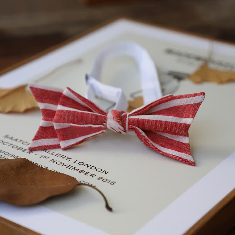 Men's Personality Narrow Style Bow Tie - Pink Striped - image 10