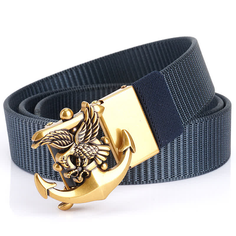 Men's Eagle Anchor Nylon Belt - Blue / Gold - 48" - image 11
