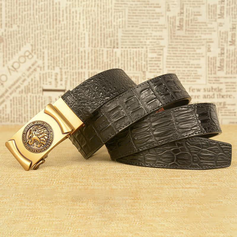 Men's Lion Head Alligator Pattern Leather Belt - image 5