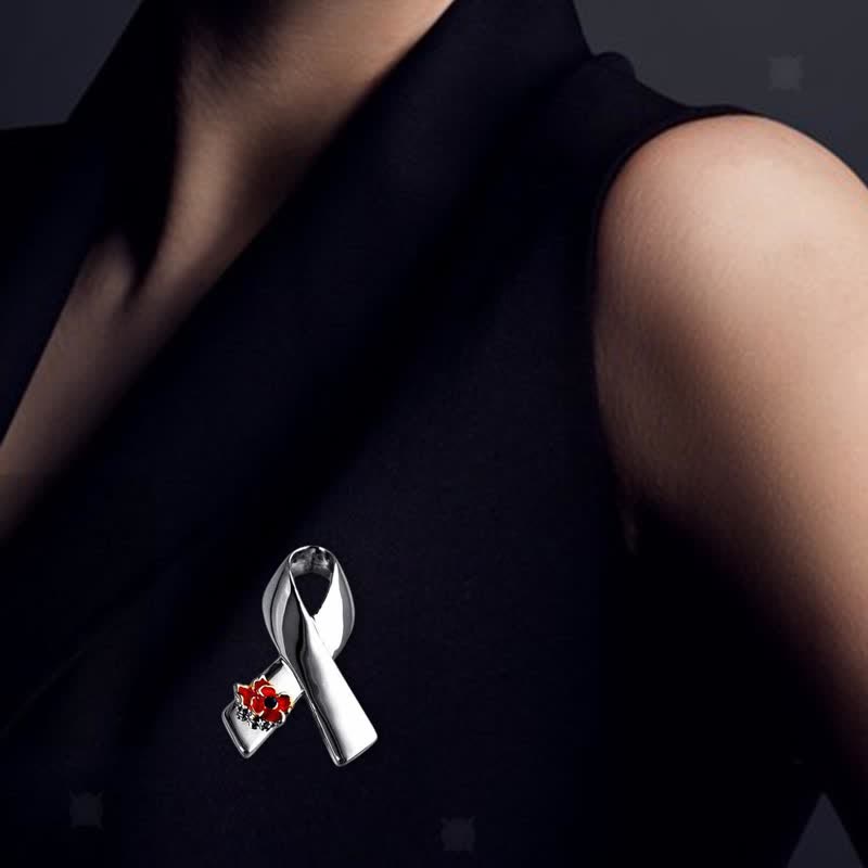 Unisex Disease Awareness Ribbon Poppy Brooch - image 1